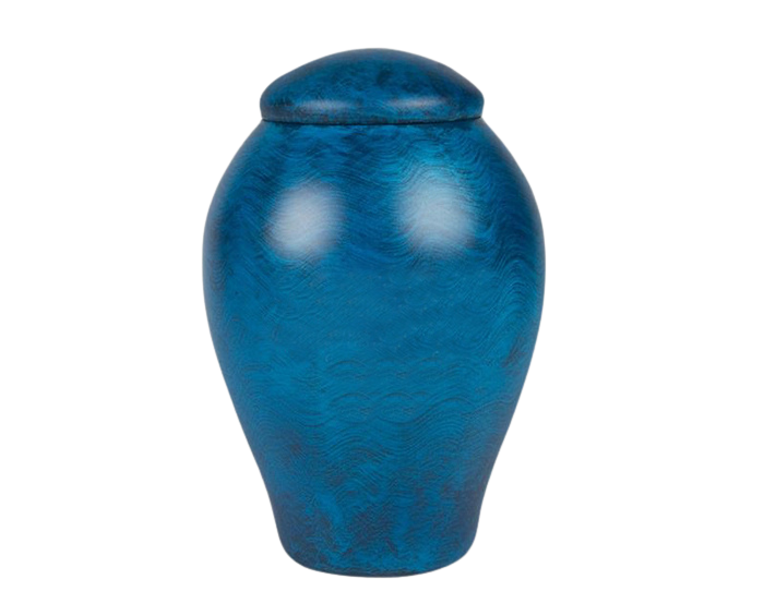 Ocean Blue Metal Urn
